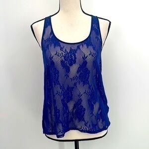 UEC Guess blue lace tank top exposed zipper in the back small